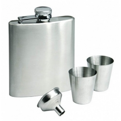 Zestaw upominkowy z grawerem (piersiówka 180 ml, 2 kieliszki i lejek)