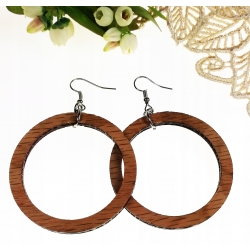 Kolczyki stal chirurgiczna drewno dąb boho prezent