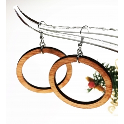 Kolczyki stal chirurgiczna drewno dąb boho prezent